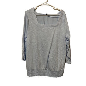 Apt. 9 Womens T-Shirt Blue Heathered Long Sleeve Square Neck‎ Stretch Plus XXL